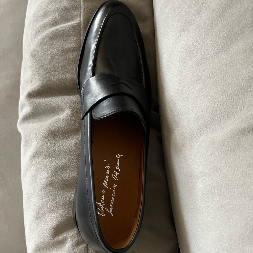 Mens Antonio Maurizi Black Leather Loakers